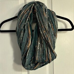 Striped Infinity Scarf in Green and Orange